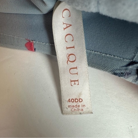 Lane Bryant Cacique Bra 40DD Wireless Plunge 118614 Floral Blue Flowers Curvy - Picture 4 of 6